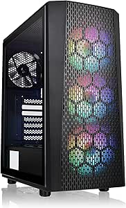 Thermaltake Versa J24 Tempered Glass ARGB Edition 5V MB Sync Capable ATX Mid-Tower Chassis with 3 120mm 5V MB Sync ARGB Fan + 1 Black 120mm Rear Fan Pre-Installed CA-1L6-00M1WN-03