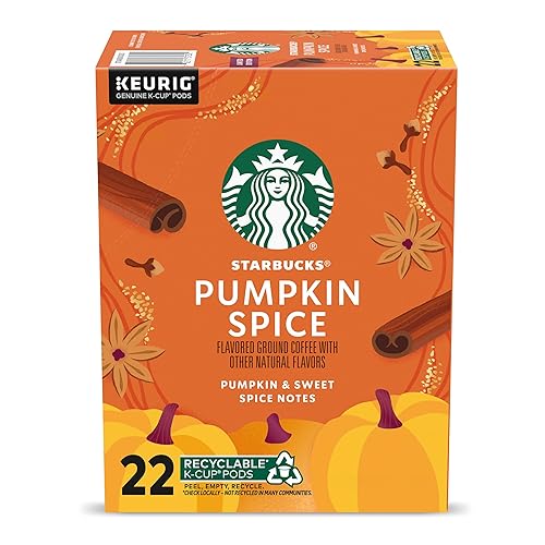 Starbucks K-Cup Coffee Pods, Pumpkin Spice Flavored for Keurig Coffee Makers, 100% Arabica, Limited Edition, 1 Box (22 Pods)