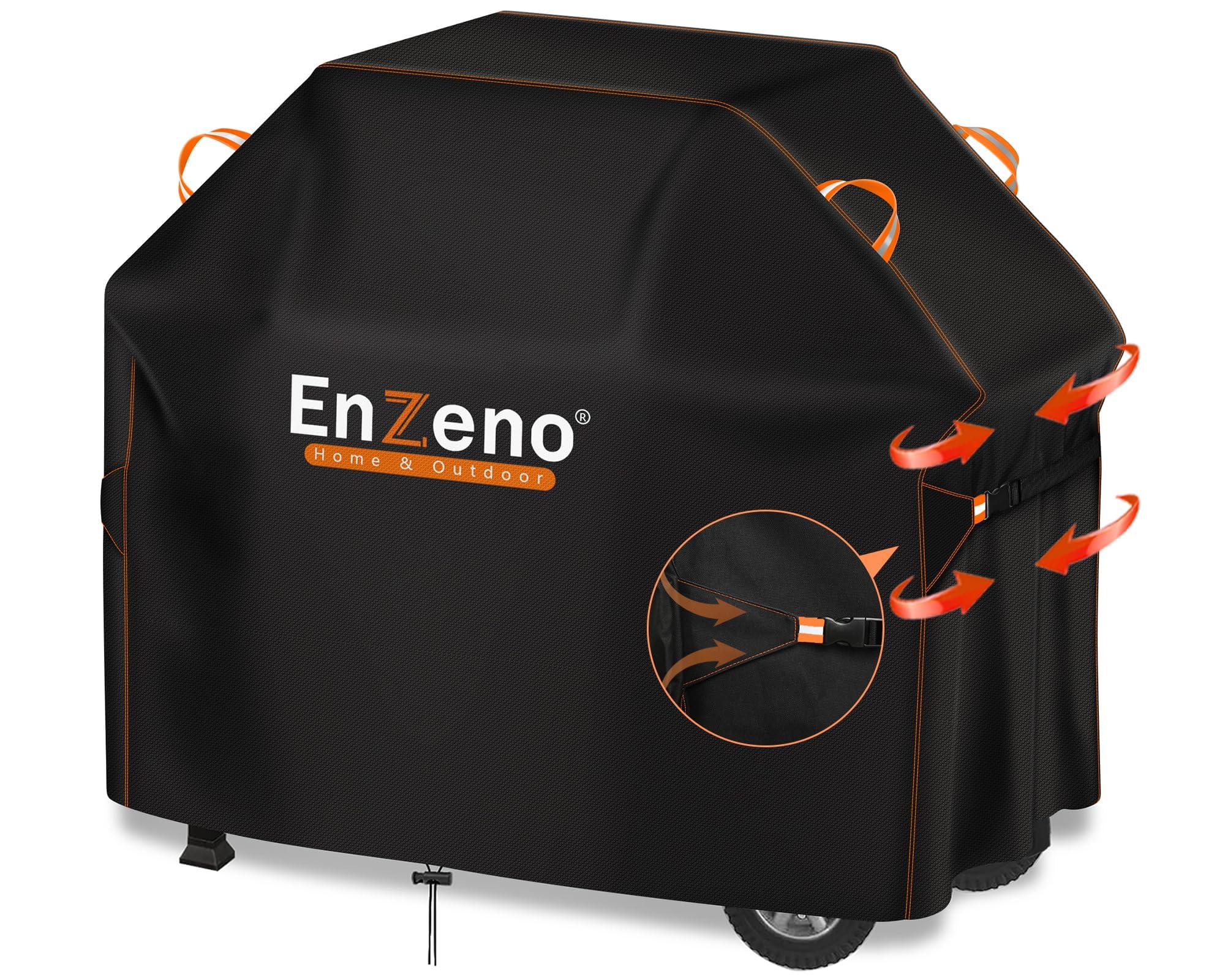 Enzeno Grillabdeckung Wetterfest,420D Gasgrill Grillabdeckung Grill Schutzhülle Staubdicht Grill Abdeckplane für Weber,Brinkmann,Char Broil - Schwarz(163x70x125cm)