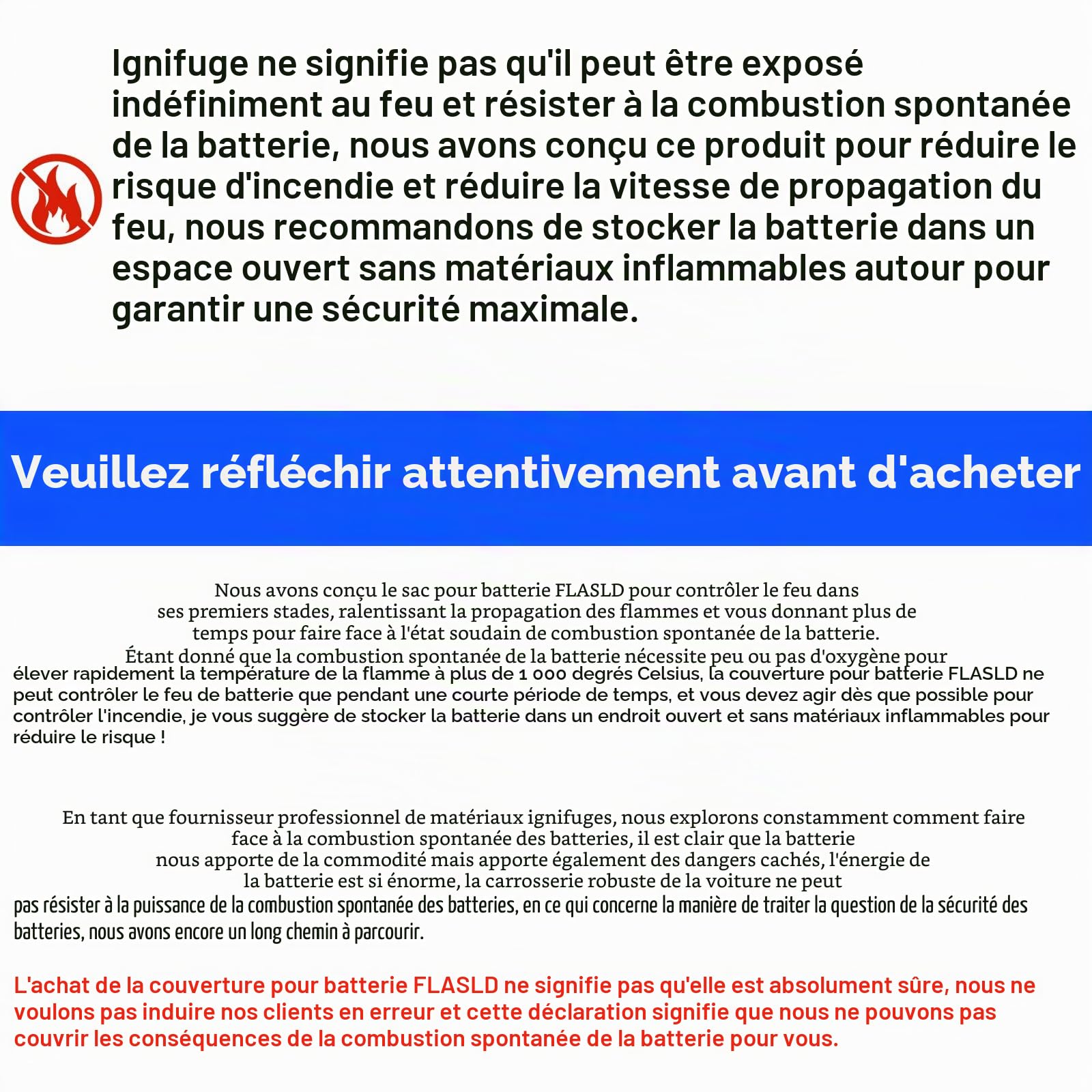 FLASLD Couvercle de batterie ignifuge lithium, moyen rapide et simple d'isolation et extinction des petits incendies, protection anti-feu pour scooter et vélo électrique
