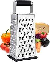 Kaishun 4-Sided Stainless Steel Box Grater for Cheese Shredding, Vegetable Slicing & Food Prep - Non-Slip, Rust-Proof, Dishwasher Safe