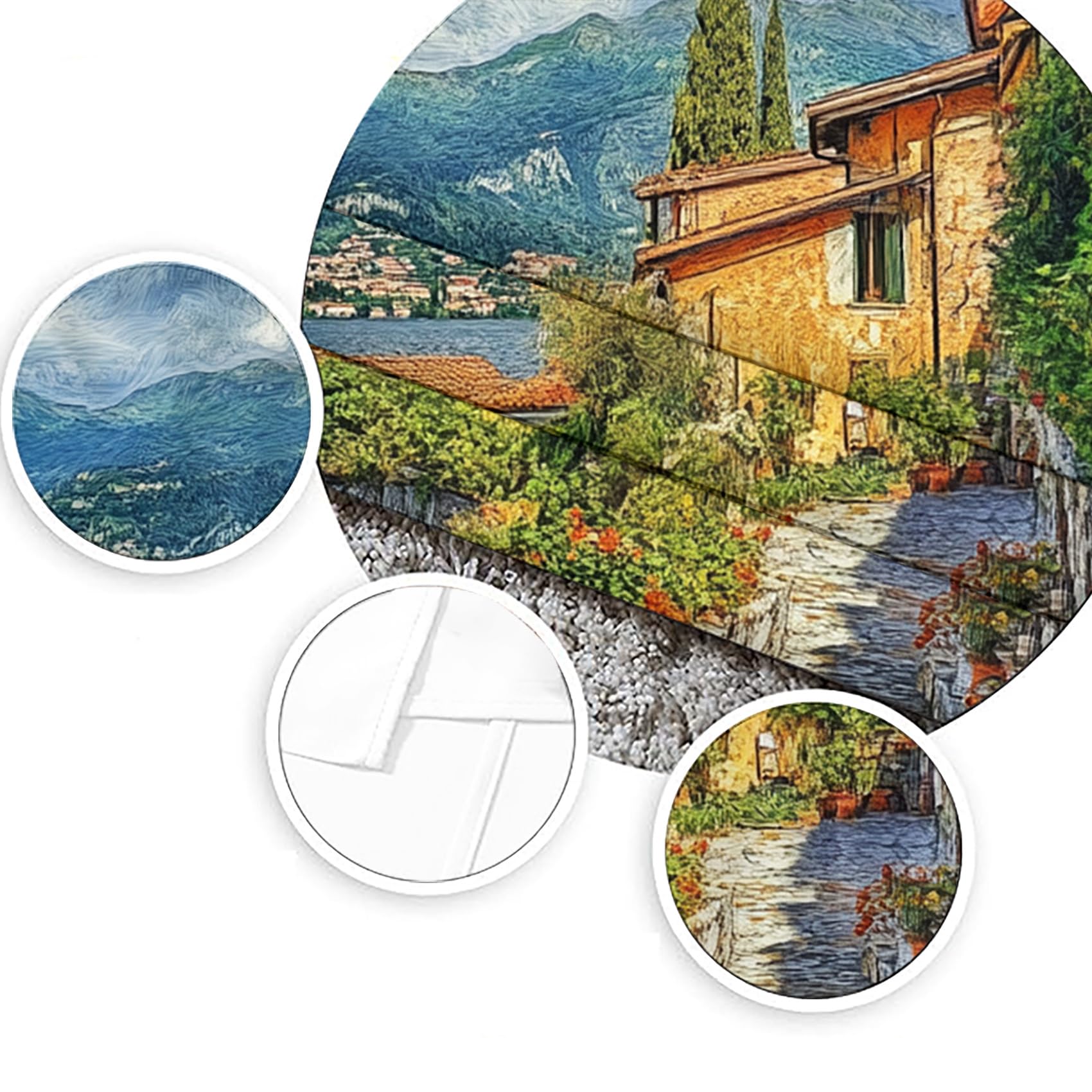 Vorhänge Blickdicht Toskana Küstenstadt, Gardinen mit Ösen, Vorhang Italien Mittelmeer Landschaft für Schlafzimmer Wohnzimmer Thermovorhang Dekoration Curtains 170 x 200cm (H x B) s1YU&Q-103