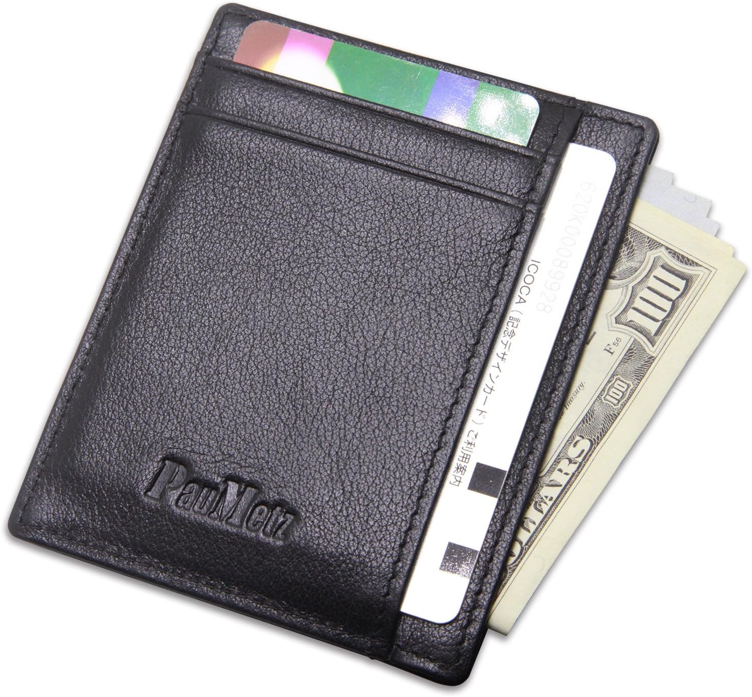 PauMetz RFID Blocking Genuine Leather Front Pocket Wallet Card Case