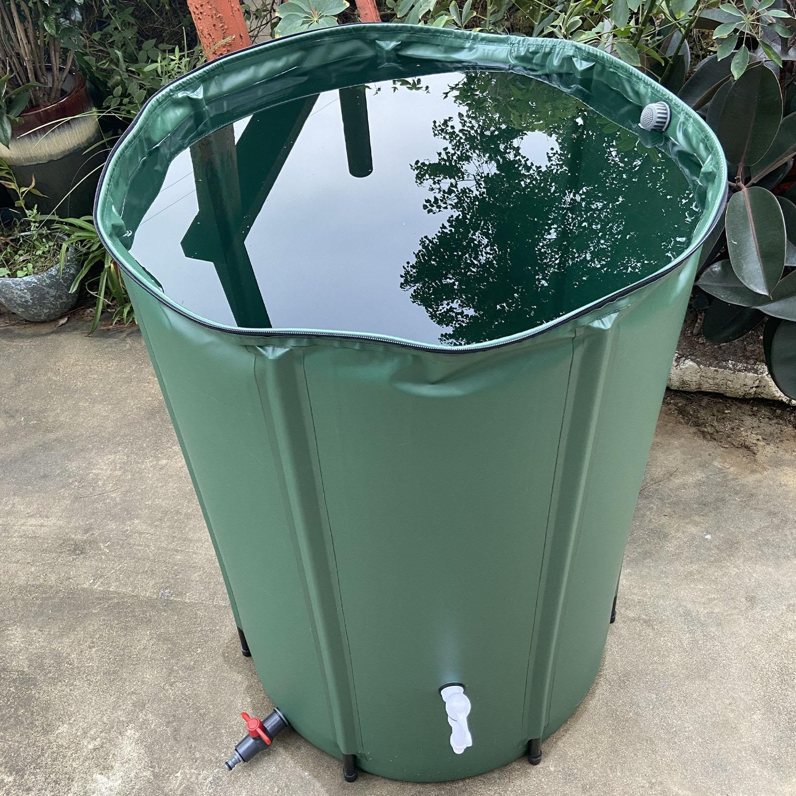 Colector de agua de lluvia plegable con tanque de almacenamiento de agua TapGarden para recolección de agua de lluvia y reutilización y conservación del agua