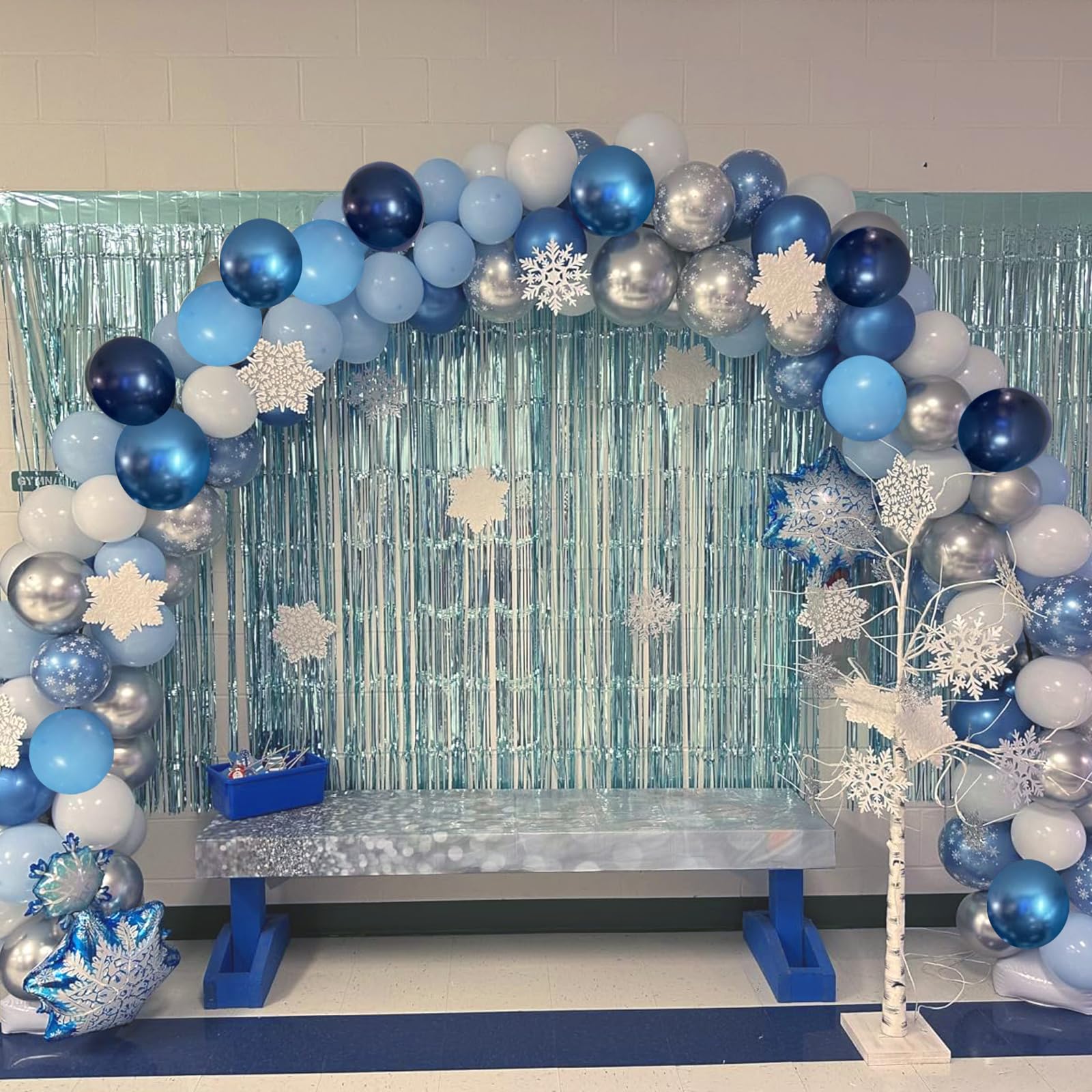 Lot 60 Ballons Bleus Métallisés & Macarons - Kit Complet Bleu Chrome Bébé Pour Anniversaire, Baby Shower, Mariage, Décoration Élégante