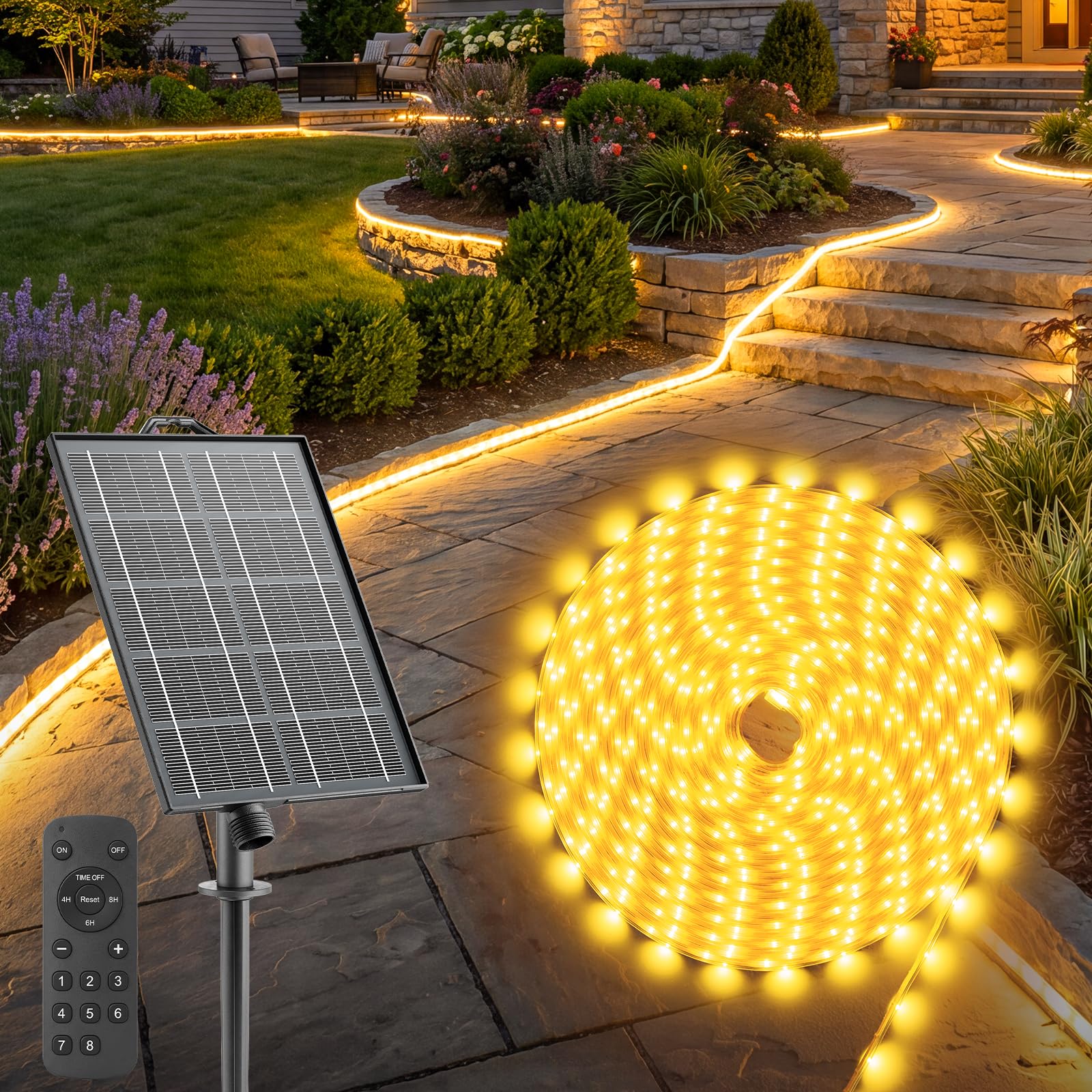 Photo 1 of Brightown 66FT Solar LED Strip Lights, Warm White