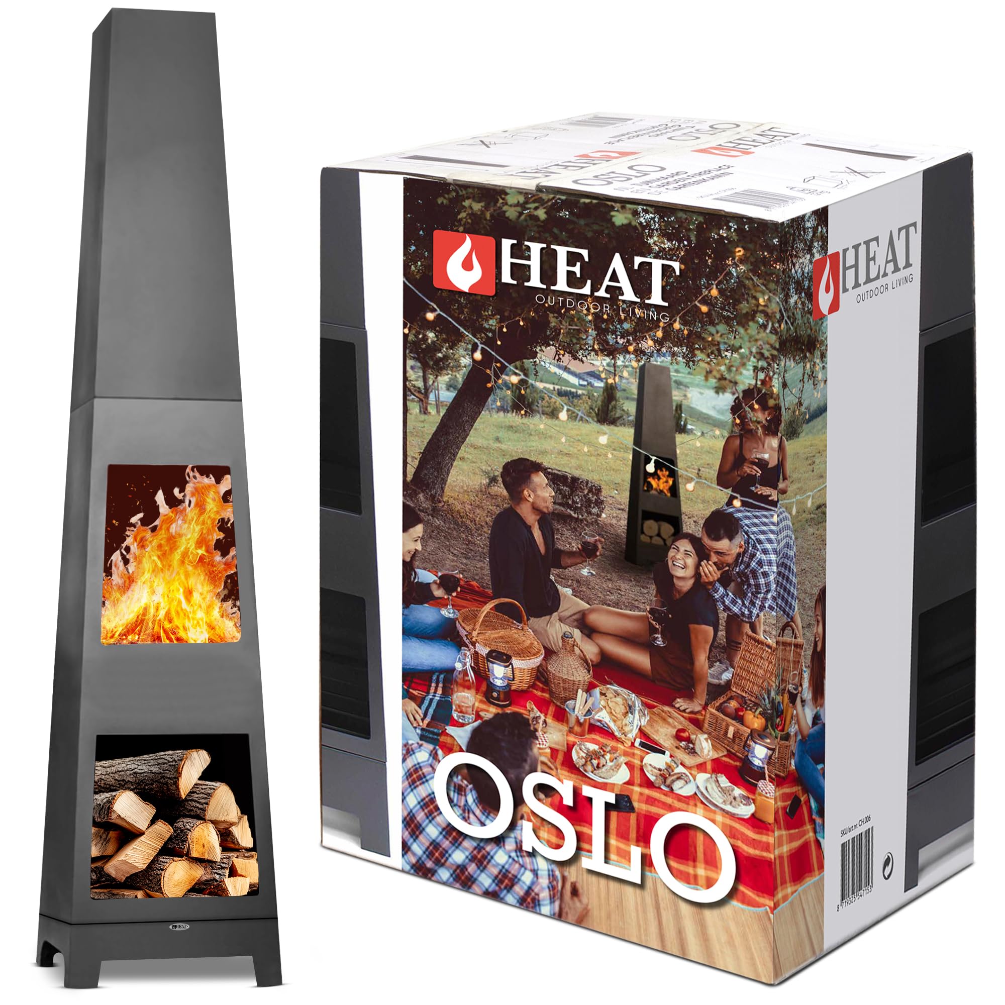 Estufa de jardín Oslo - Acero - Jardineria - Brasero - Jardin - Estufa Exterior - Chimeneas Exterior Chimenea de Jardín - 36x36x150 cm