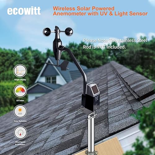 Miniatura 7 de Ecowitt WH68 Sensor de velocidad y dirección del viento solo accesorio no se puede utilizar solo