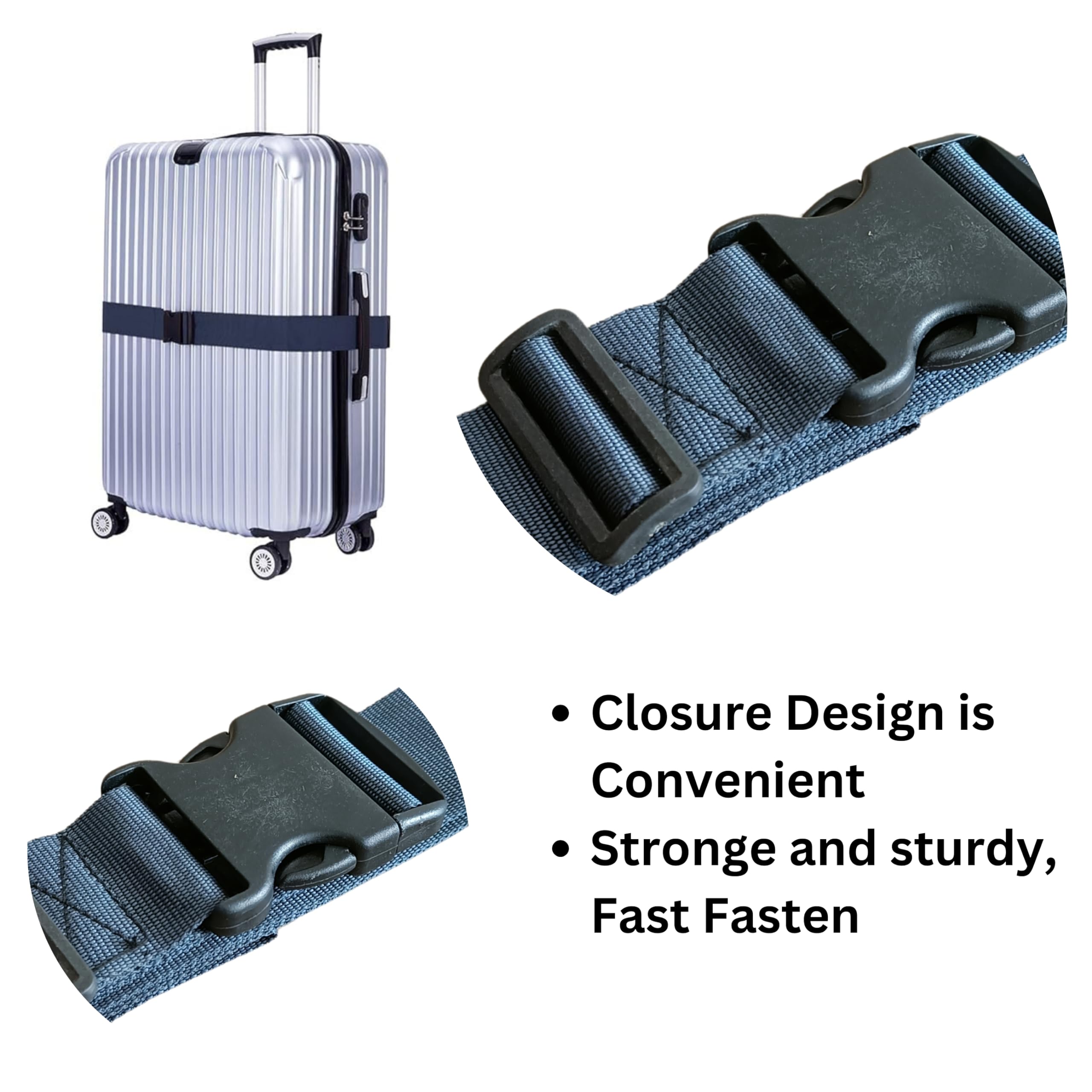 APAV Luggage Straps Belt Heavy Duty Adjustable with Buckle Clips for Suitcase | Trolleys and All Kind of Luggages | for Traveling Business/Leisure Trip (Pack of 4 (NB)) 4