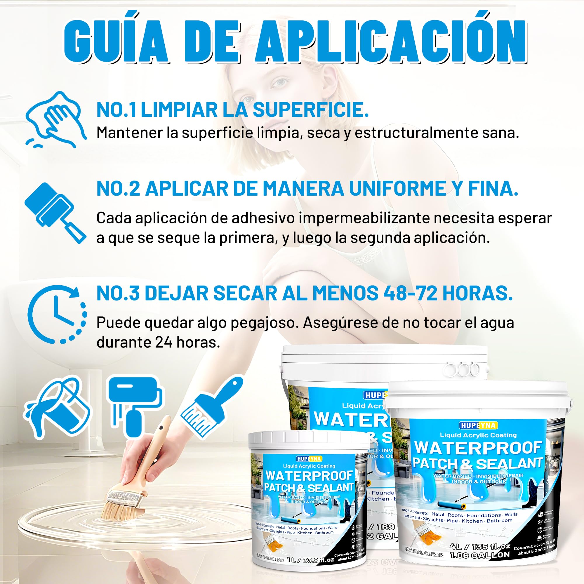 Impermeabilizante Transparente, Líquido Revestimiento Impermeable Reparador Waterproof Anti-Fugas, Sellador Invisible Impermeable para Interiores y Exteriores Pegamento Impermeable 4L