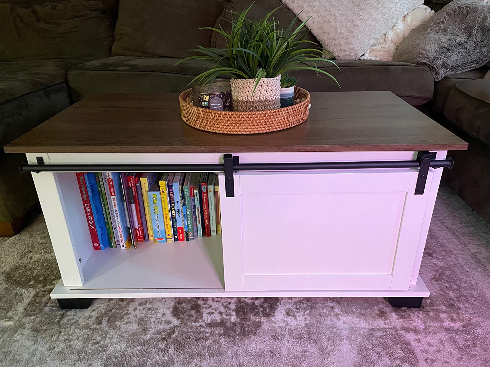 28/mo Finance Cozy Castle White Farmhouse Coffee Table, Modern Living Room Table with Storage