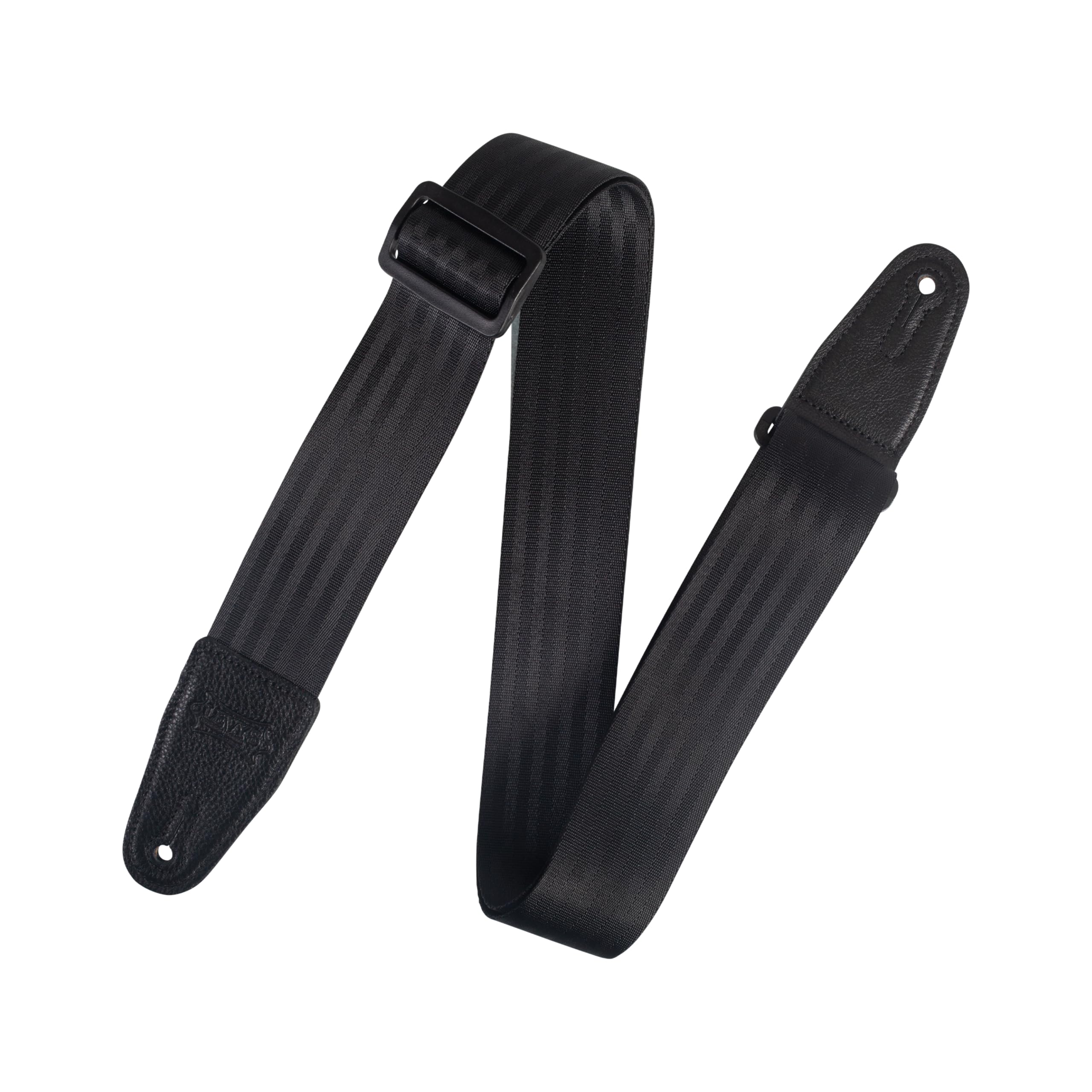Levy's Leathers 2" Wide Seatbelt Stlye Guitar Strap with Genuine Leather Ends; Black (M8SB-BLK)