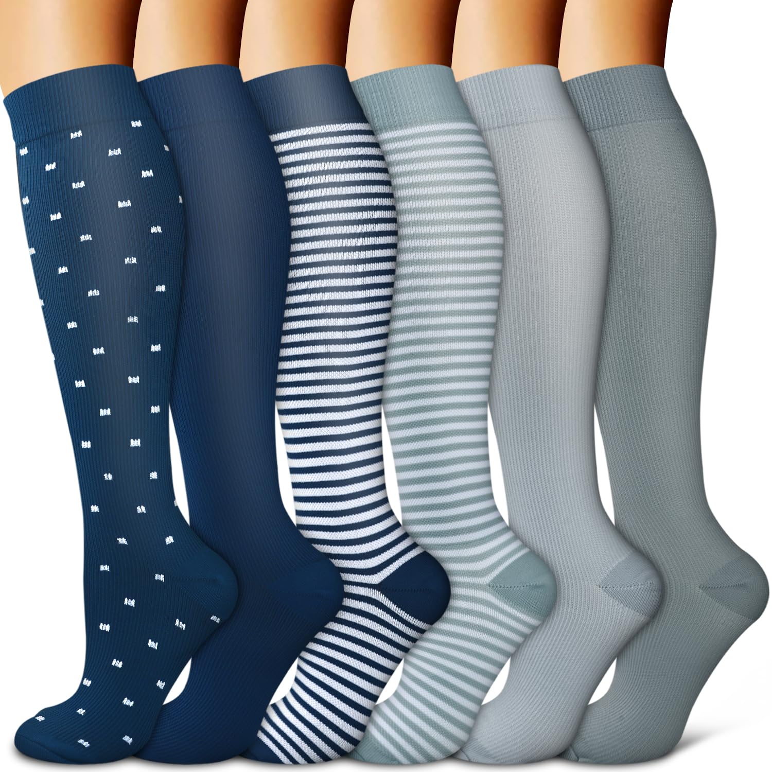 Copper Compression Socks for Women &amp; Men (6 pairs) - Best Support for Nurses, Running, Hiking, Recovery