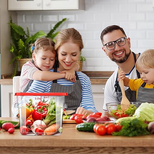 Vista 14 de Barydat 4 recipientes de almacenamiento de alimentos con tapas de 2 cuartos y 4 cuartos de galón cuadrados con básculas y asas, almacenamiento