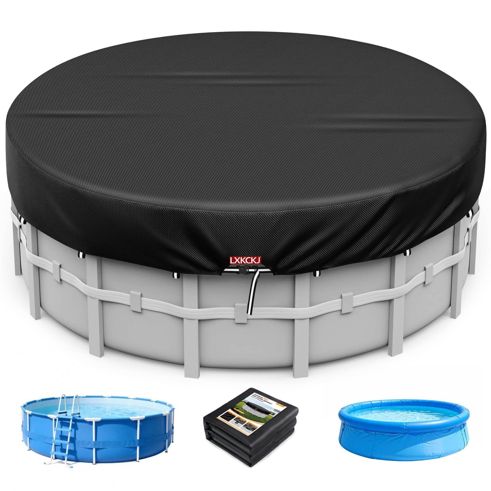 LXKCKJ Runde Poolabdeckung für oberirdische Pools- Lagertank Poolabdeckung mit Kordelzug Design-Whirlpool-Abdeckung Ideal für wasserdicht und staubdicht