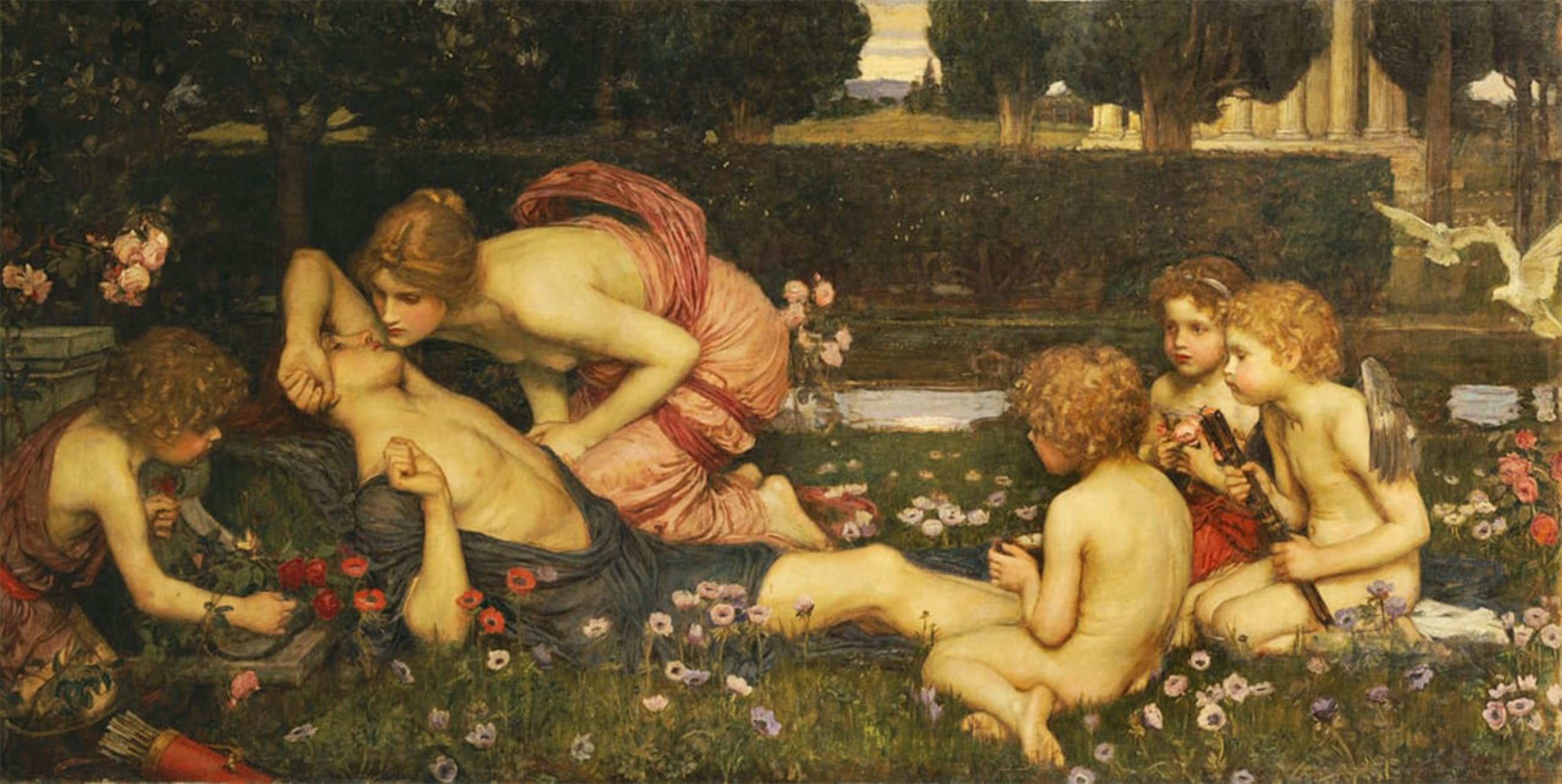 RZHRHJES Abstract Painting Poster Art Print Canvas Print Poster the Circle by John William Waterhouse Landscape Canvas Painting for Office Decor 60x90cm