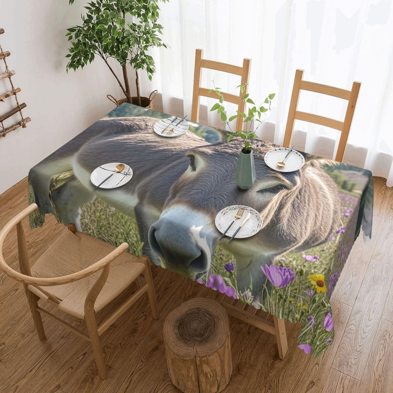 Nappe âne mignon déperlante 137x183cm pour table de jardin