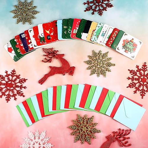 Miniatura 6 de Outus Mini tarjetas de felicitación de Navidad con sobres, 2.7 x 2.7 pulgadas (72 piezas)