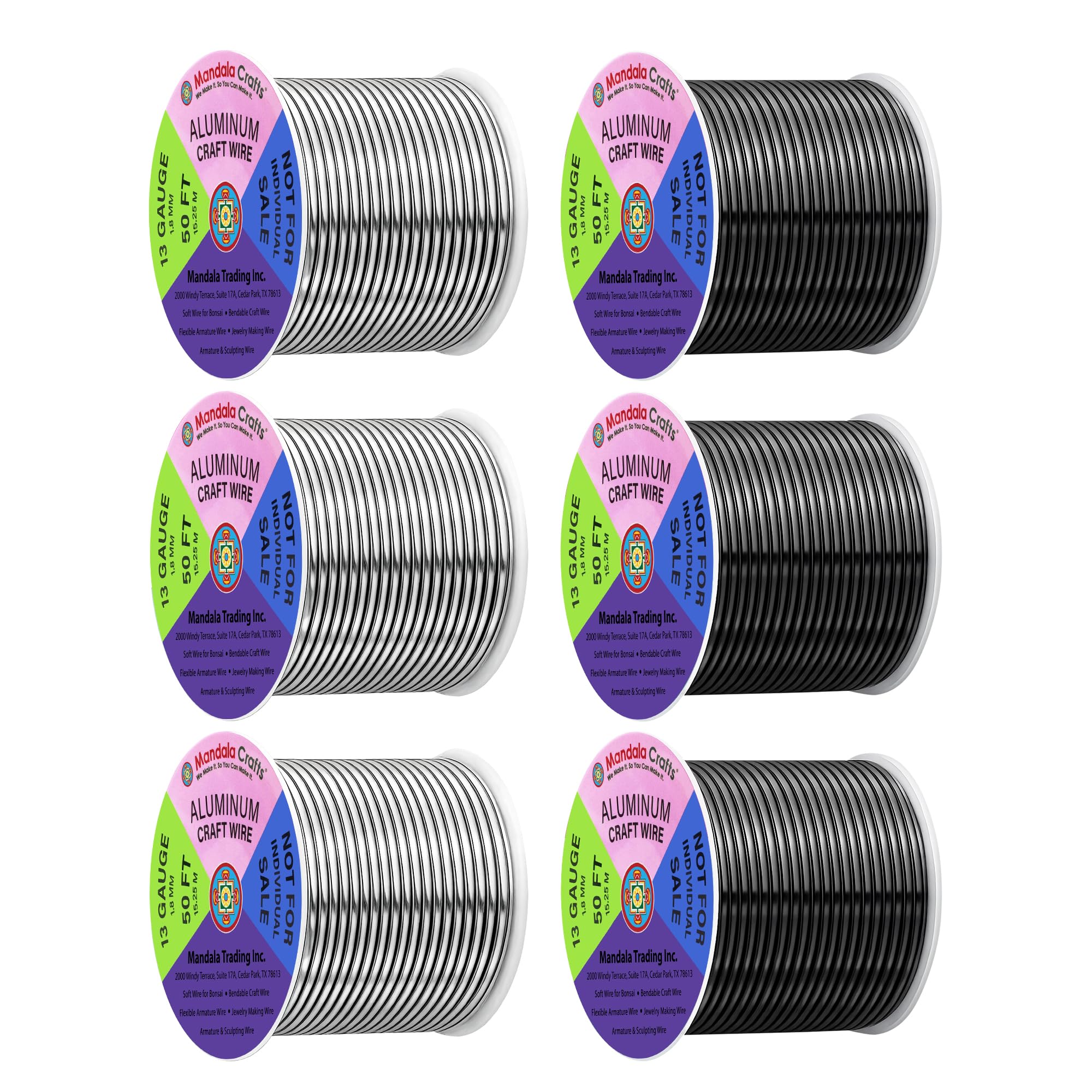 Mandala Crafts 13 Gauge Silver Tone Black Anodized Aluminum Craft Wire