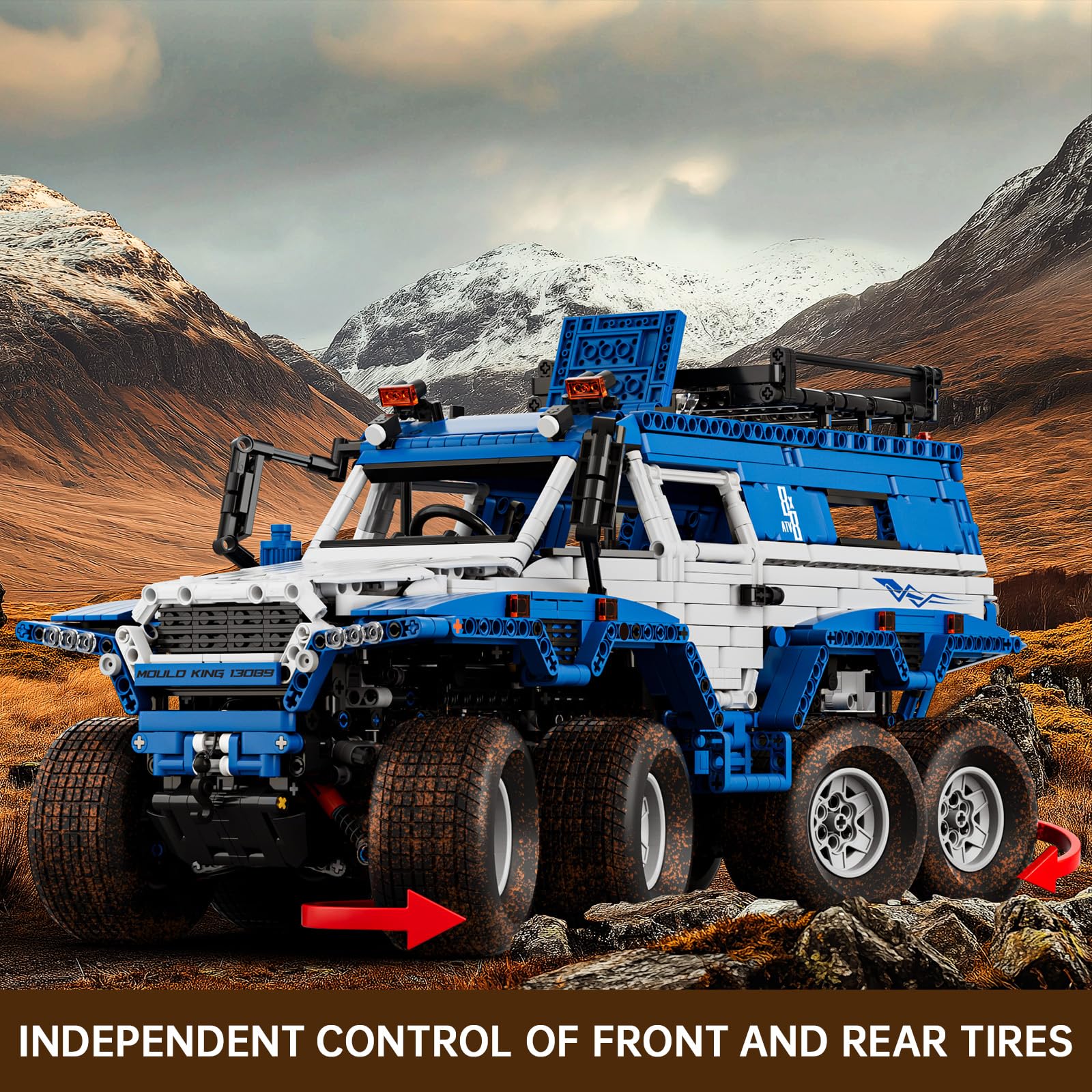 Mould King 13089 Ferngesteuert Geländewagen SUV Klemmbausteine Avtoro Shaman 8×8 Geländefahrzeuge Offroad Bausteine mit Motor Kompatibel mit Andere Marke(3062 Teile)