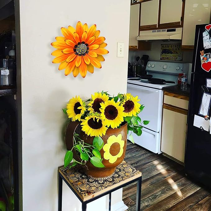 EASICUTI Decoración de Pared de Girasol de Metal 12 Pulgadas miniatura 6