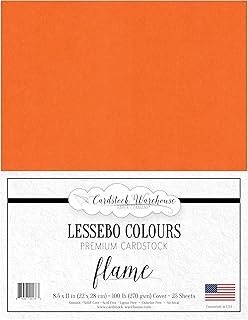 Cardstock Warehouse Lessebo Flame (Previously Orange Soda) - 8.5 x 11" - 100 Lb. / 270 Gsm Matte Premium Cardstock Paper -...