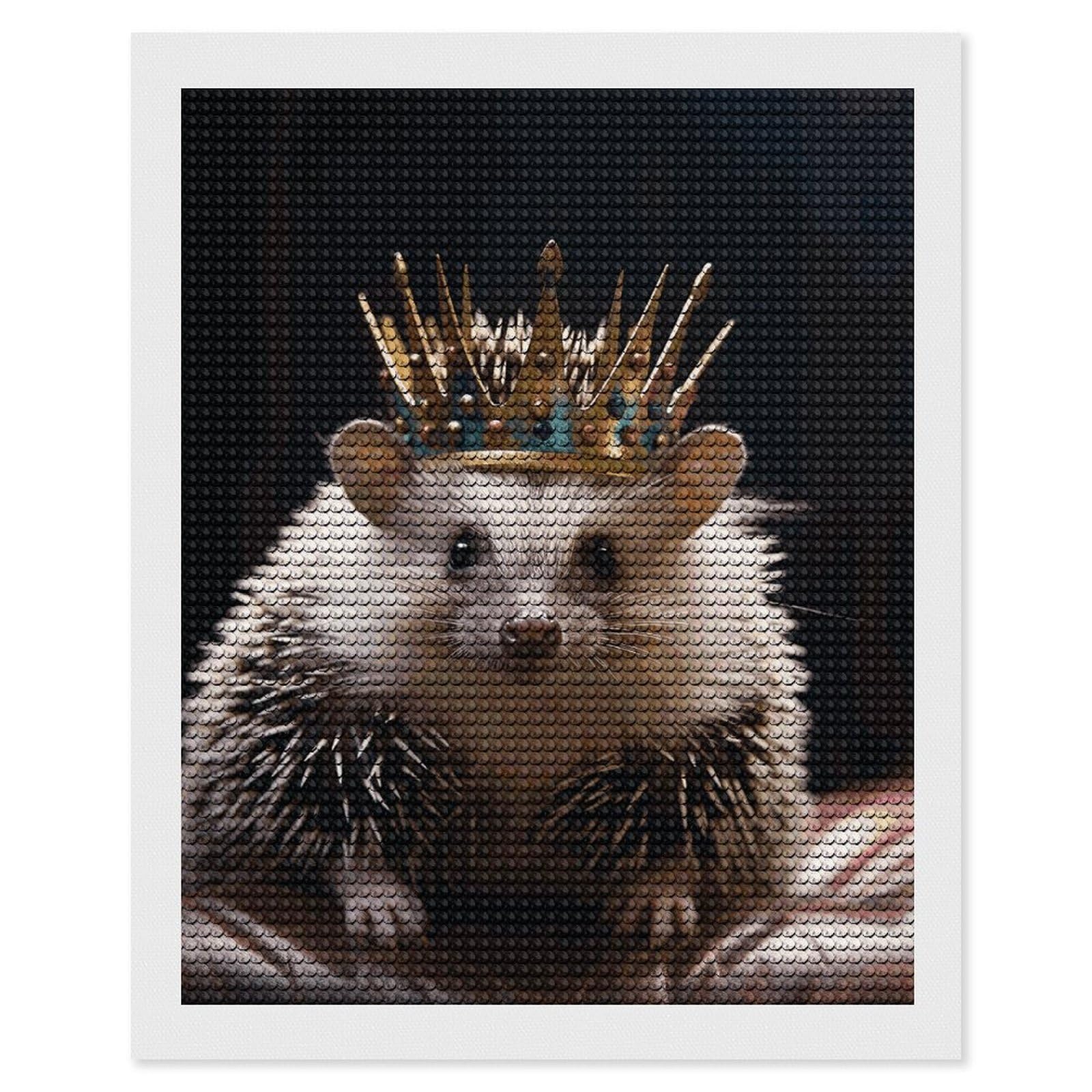 DWVTSLH Crown with Hedgehog Diamond Painting Kits for Adults, Personalized Diamond Photo Art Full Drill, DIY 5D Diamond Art Painting Kits for Beginners, Home Wall Decor 16"x20"