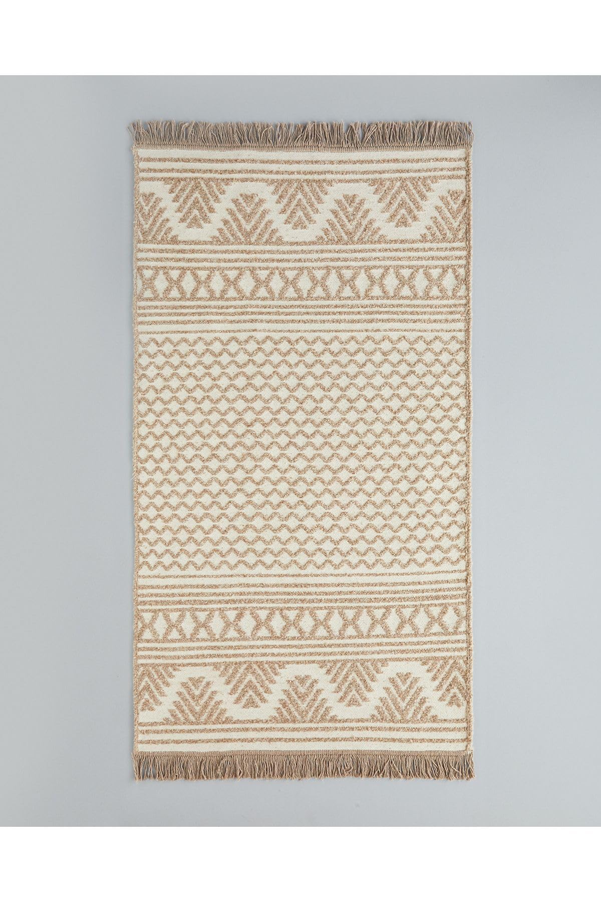 English Home Welle Dokuma Kilim 80x150 cm Açık Krem - Kahve