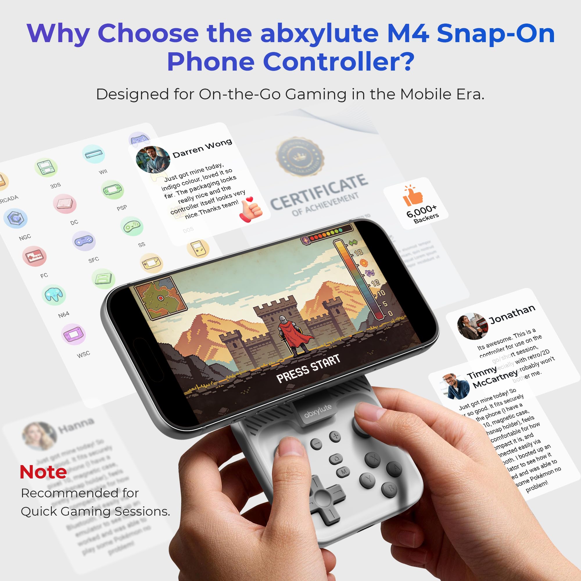 abxylute M4 Snap-On Mobile Gaming Controller for Android & iPhone
