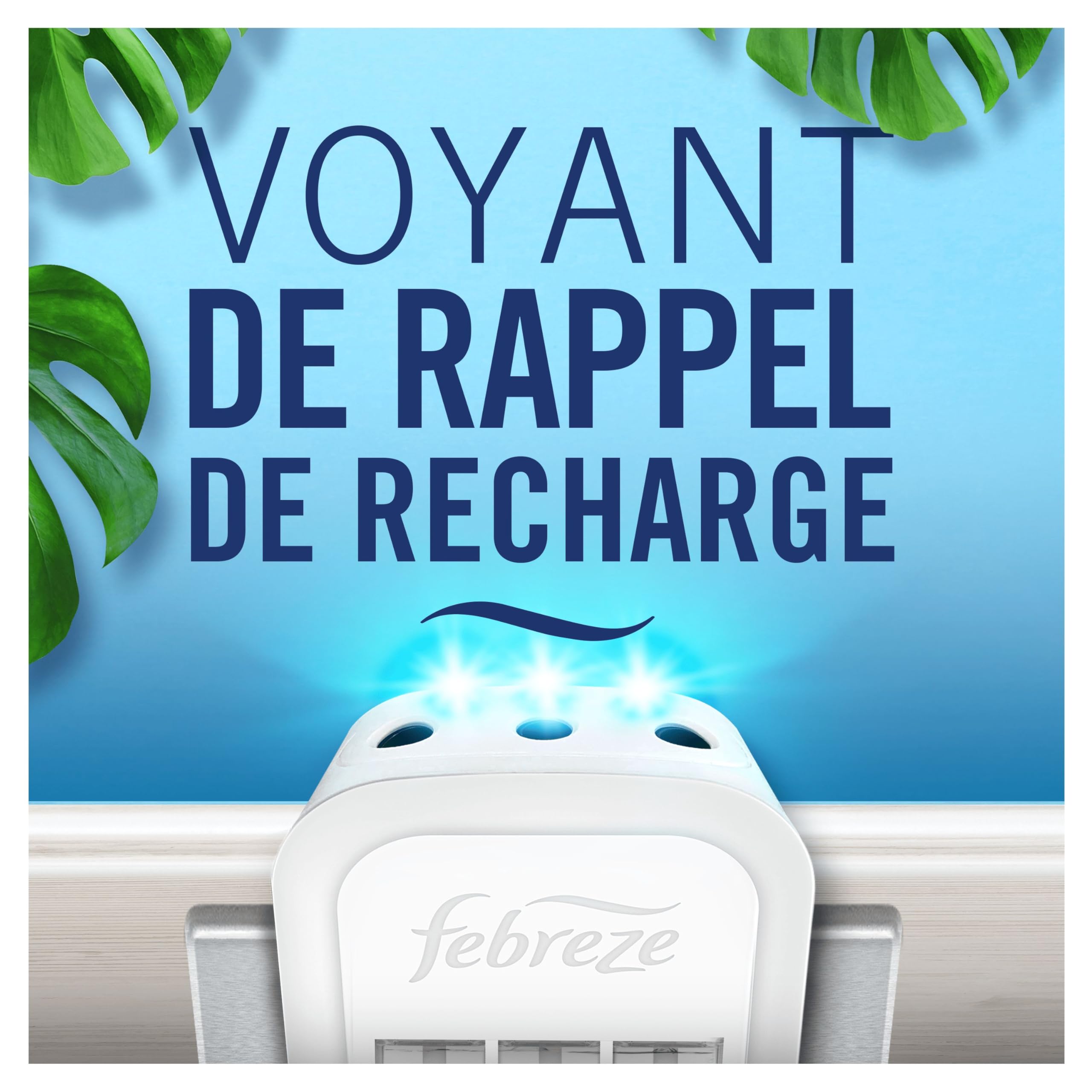 Febreze Désodorisant Électrique, Kit de Démarrage (1 Diffuseur + 4 Recharges de 20ml + 3 Parfums en Alternance), Parfum Fleur de Lys, Combat les Odeurs en Continu, Fraîcheur Jusqu'à 90 Jours