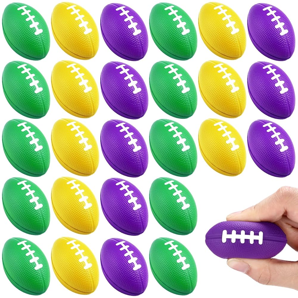 Blulu 30 Pack Mini Footballs Bulk 2.17 Kids Foam Stress Balls Football Party Toy Favor Small Stress Sports Ball for Birthday Homecoming Game Back to School Reward Party Gift Goodie Bags Stuffers