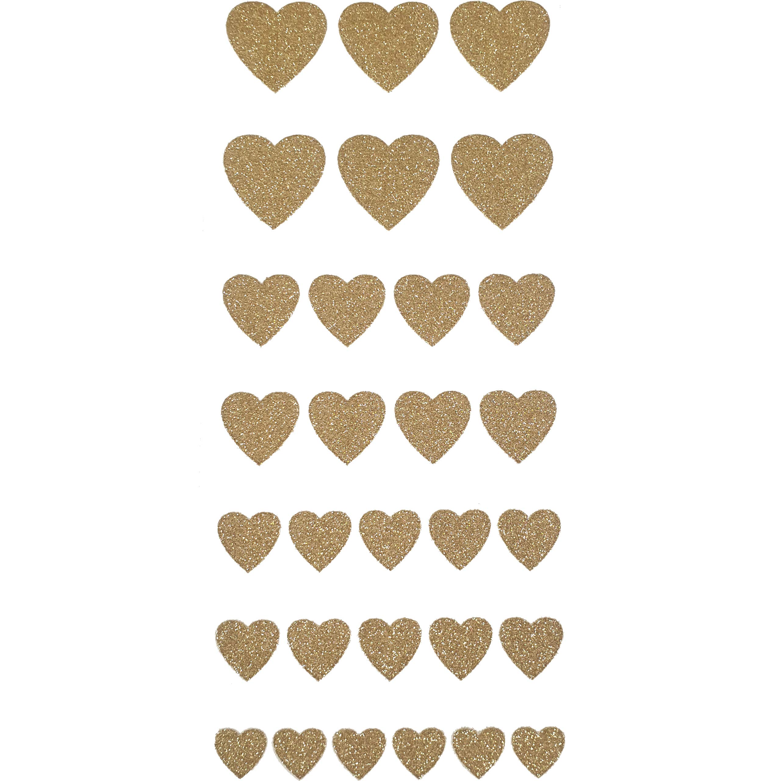 Pebble Eleven Gold Heart Stickers – Self Adhesive Craft Sticker Hearts (30, 12-25Mm Glitter )