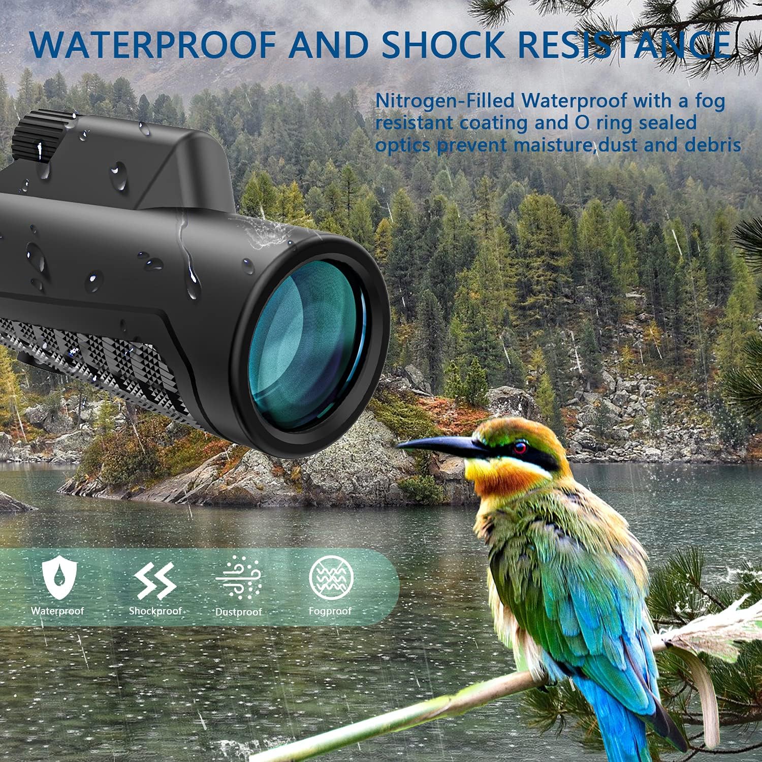 12X50 Monocular Telescope HD Professional Waterproof Monocular with Smartphone Adapter, Clear BAK4 Monocular, Suitable for Bird Watching, Hunting, Sports Adults… : Electronics