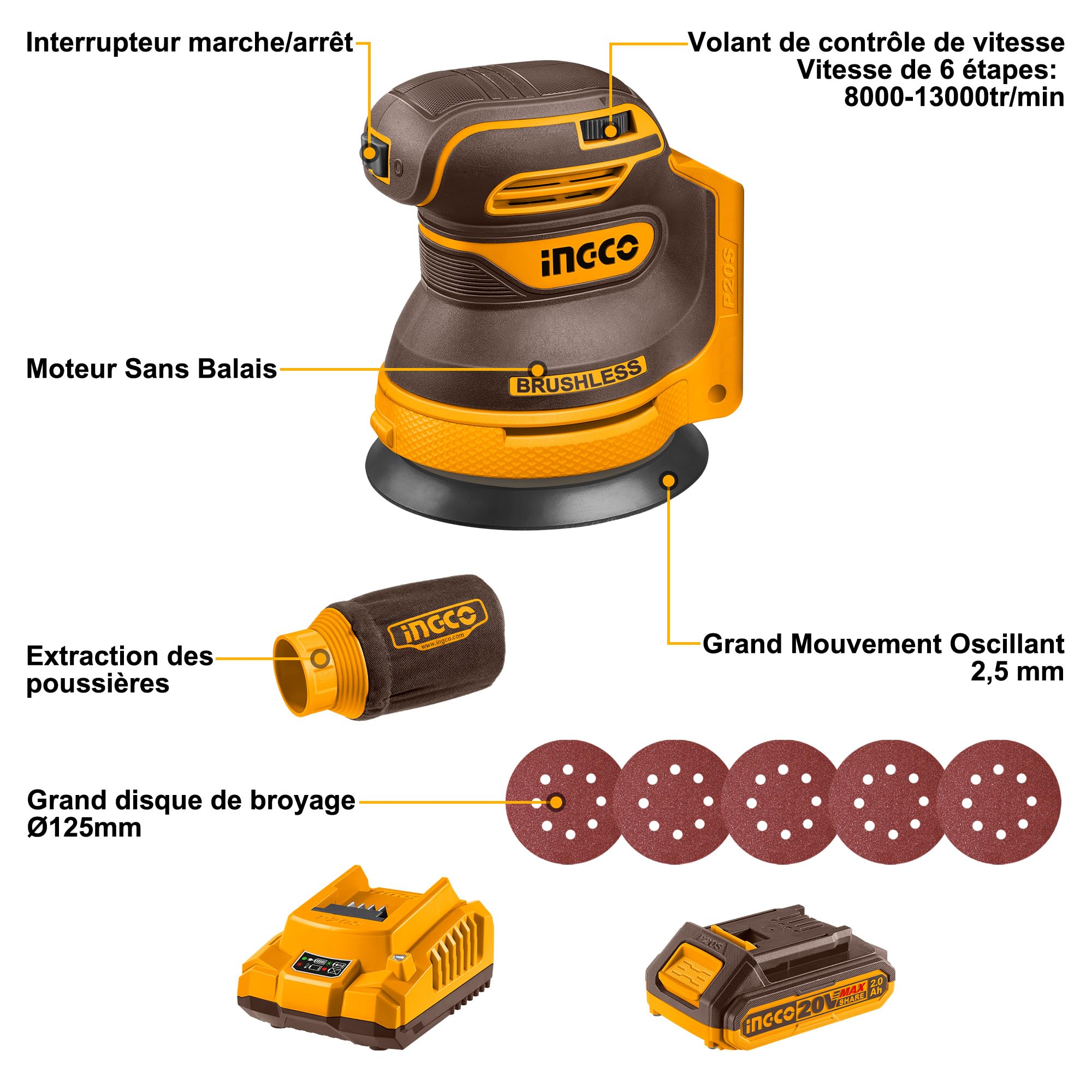 Mini Polisseuse INGCO Ponceuse Vibrante Sans Fil 20V Ponceuse Multifonction Sans Fil Ponceuse À Main à Quart De Feuille Sans Fil 12000 Tr/min Avec 1 Batterie 2,0Ah Et Chargeur CSHSLI20141 Mini Polisseuse Mini Polisseuse INGCO Ponceuse Vibrante Sans Fil 20V Ponceuse Multifonction Sans Fil Ponceuse À Main à Quart De Feuille Sans Fil 12000 Tr/min Avec 1 Batterie 2,0Ah Et Chargeur CSHSLI20141 Mini Polisseuse