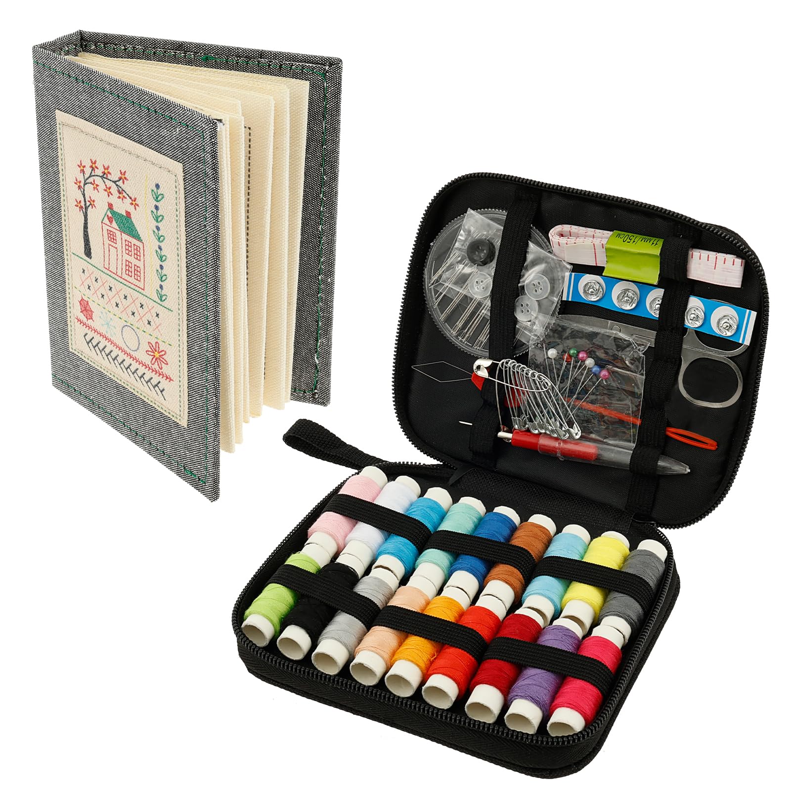 Alongen Embroidery Stitch Book For Beginners And Adults,Creative Embroidery Sewing Guide, With Needle And Thread Kit Diy Embroidery Sewing Book For Beginner Sewing Enthusiast