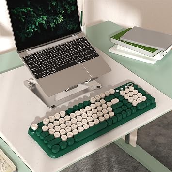 Wireless Bluetooth Keyboard, Full Size Retro Round Keycaps(Green) | COVEVA Full-Size Typewriter Round Keycaps, Dual-Mode 2.4GHz & Bluetooth Keyboard, Multi-Device for Windows, Mac, iOS, Android