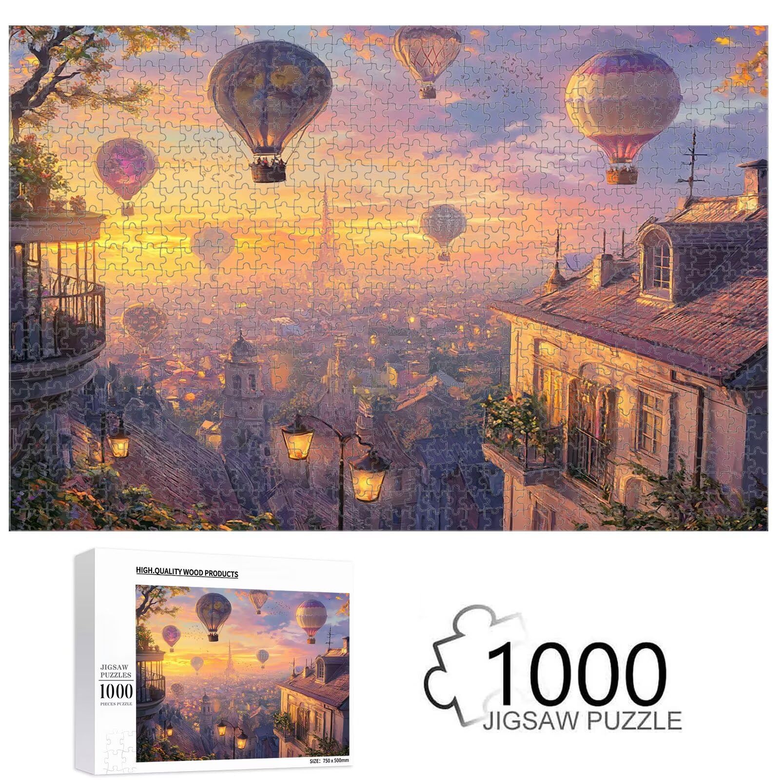 1000 Pièces Puzzle Adulte Turquie & Paysage Puzzle en Bois Robuste 1T#612 | Puzzle en Bois, Découpe de Précision, Encres aux Couleurs Vives, Loisir Relaxant, Décoration Intérieure, Cadeau, 50x75cm