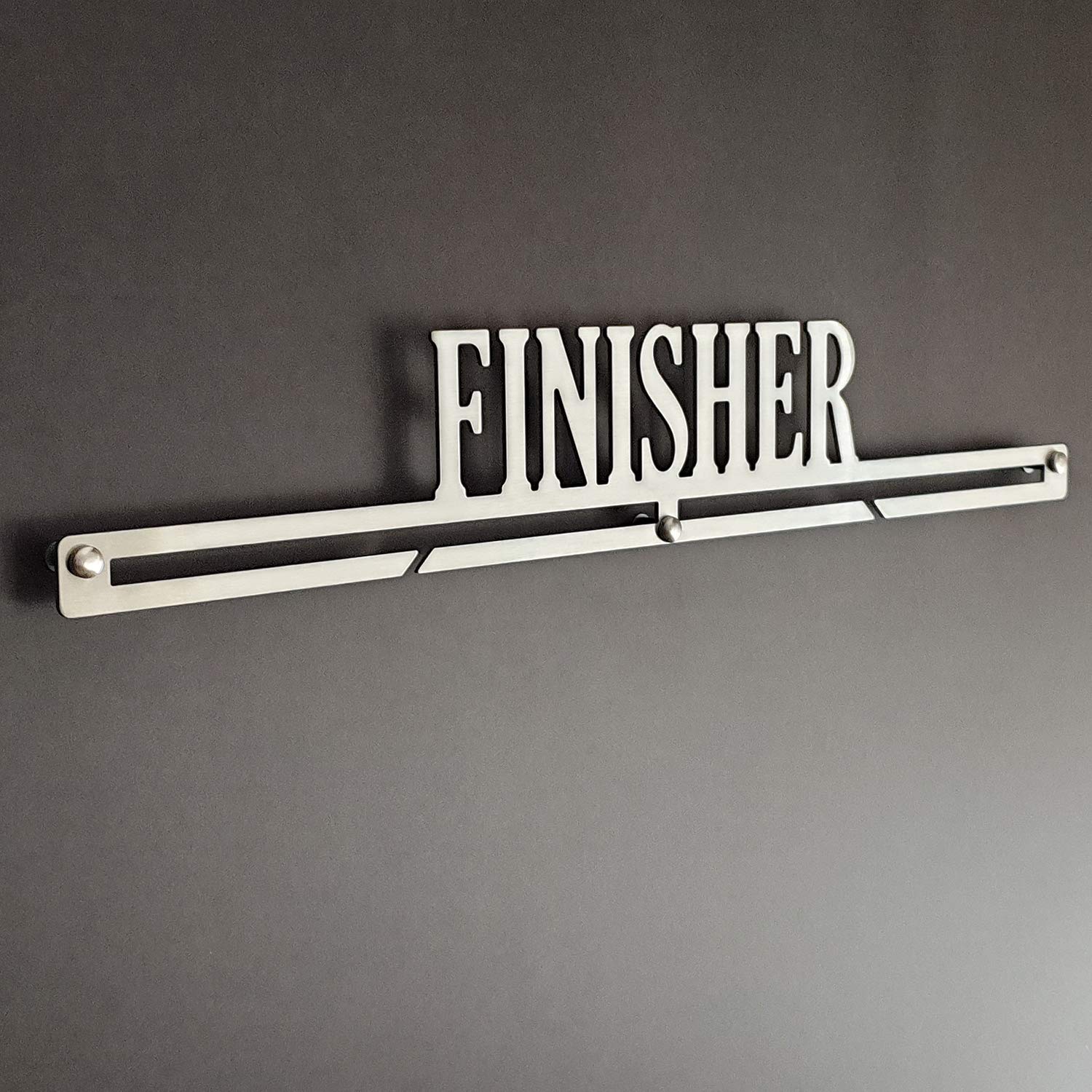 MEDALdisplay Finisher - Medaillen Aufhänger - Wandhalterung für Running, Marathon, Ironman, Triathlon - Medaillenhalter - Sport Medal Hanger - Gebürsteter Edelstahl - 100% Made in Italy