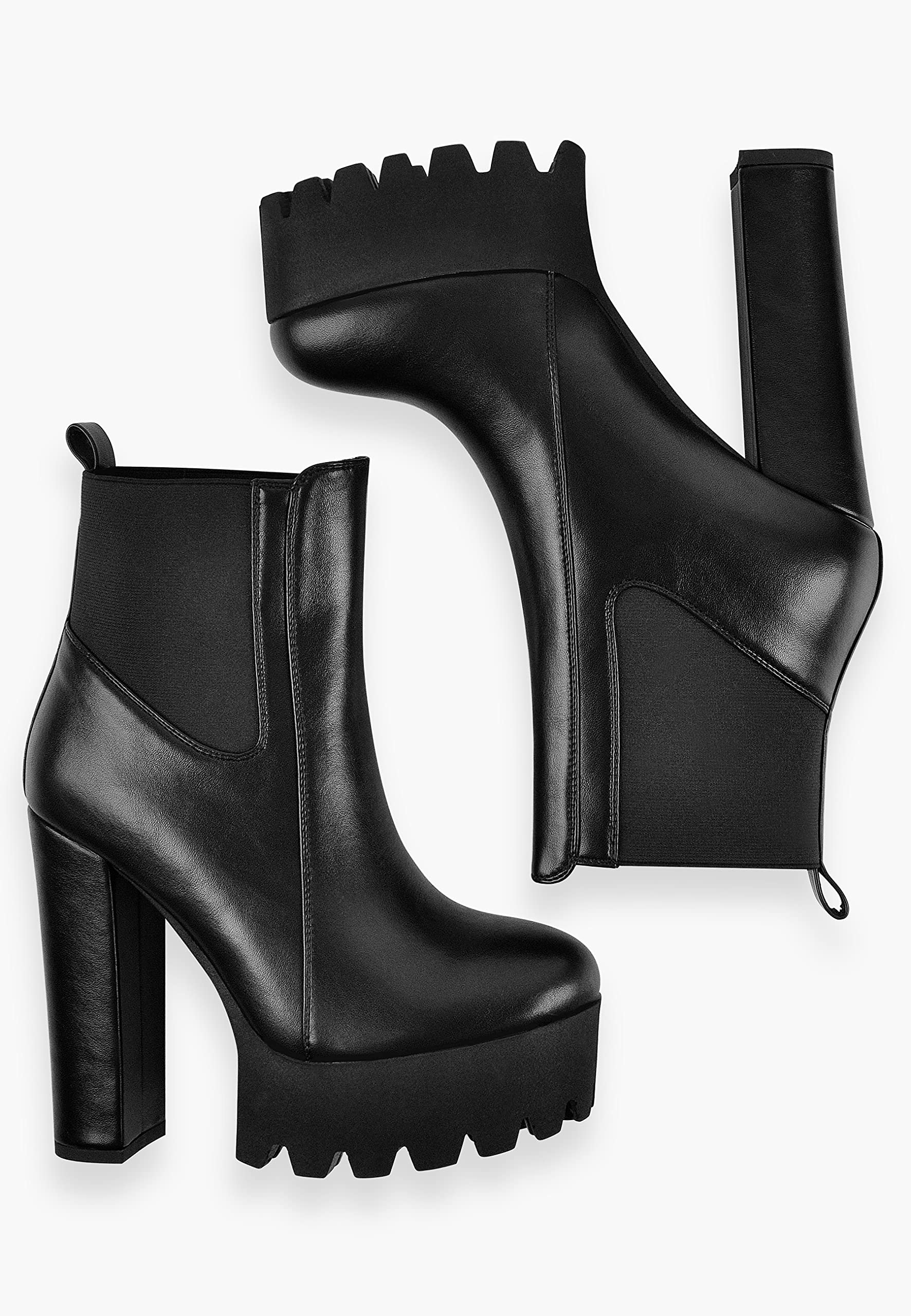 Only maker Bequeme Elastische Plateaustiefel Booties Plateau Stiefeletten mit Profilsohle