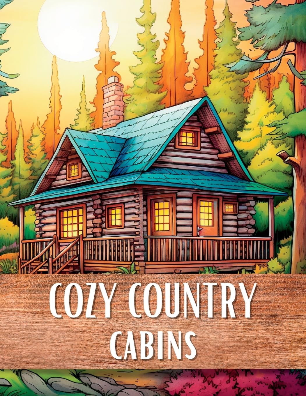 Cozy Country Cabins: 50 Page Coloring Book for Adults of Relaxing Landscapes, Stunning Nature, Wildlife and Forests (Zen Retreats Coloring)