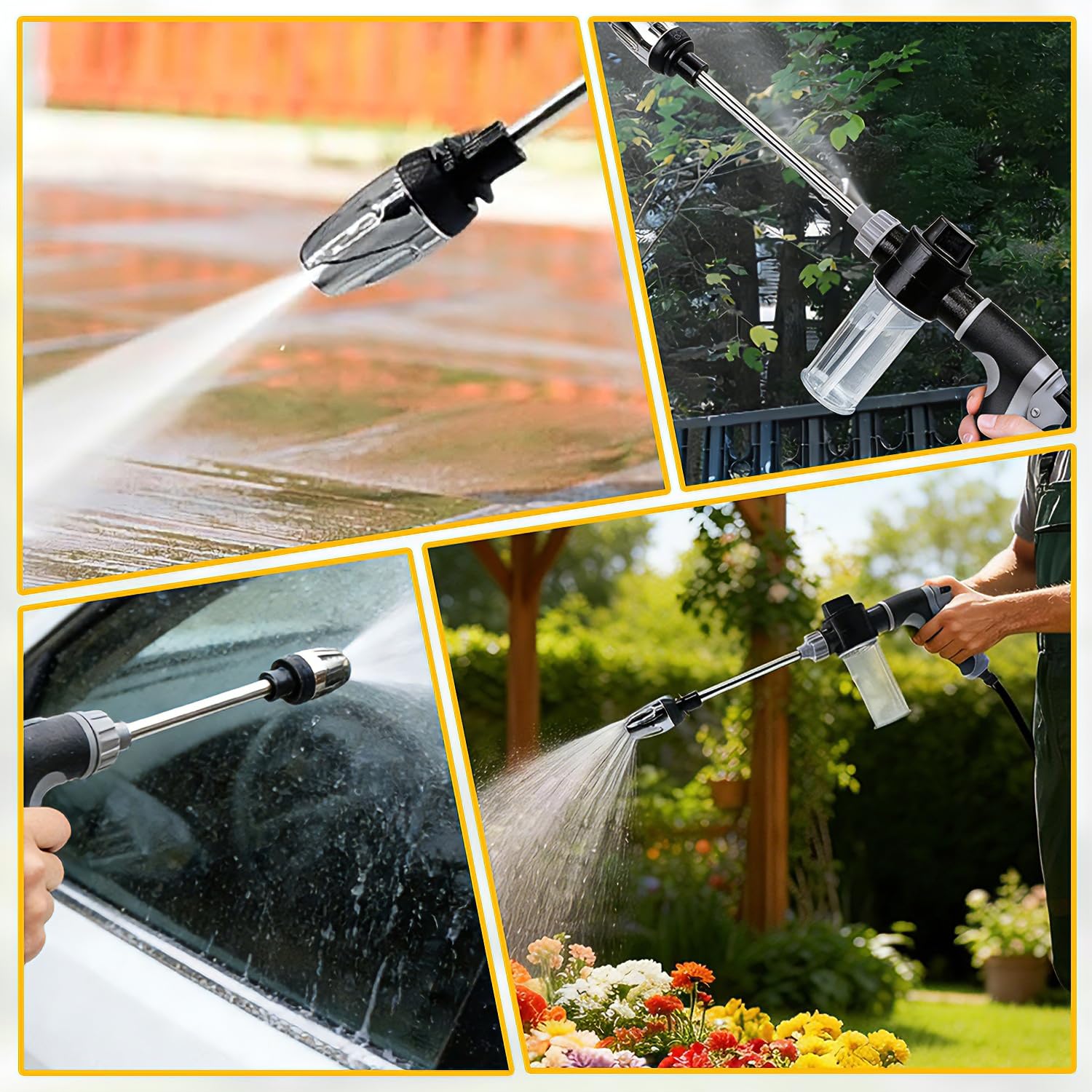 Power Jet pistola ad alta pressione, TurboWasher per tubo da giardino, Pistola ad alta pressione per tubo da giardino con accessori, Idrojet Power Washer per lavaggio auto giardino terrazza