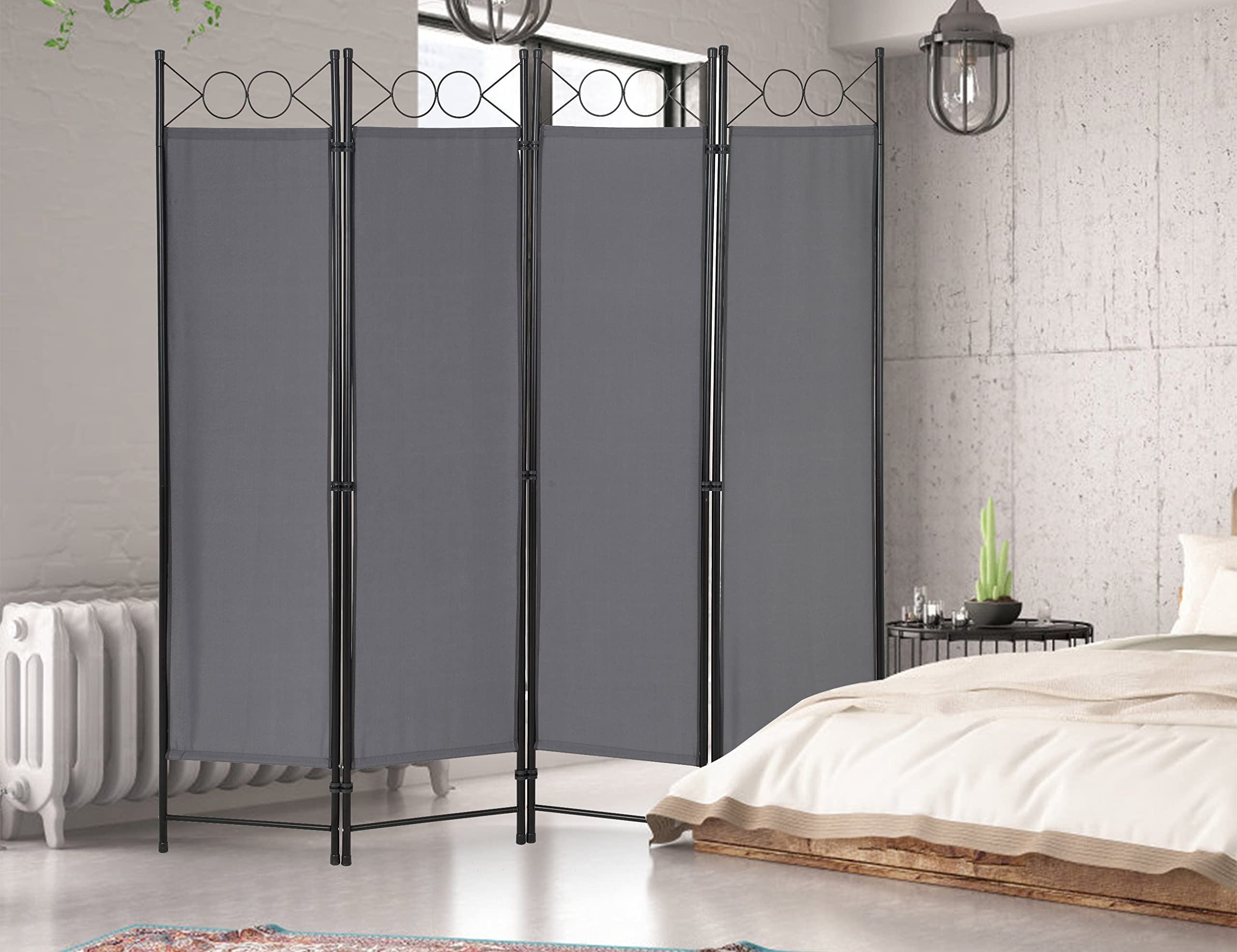Room Divider, 4 Panel Fabric Room Partitions and Dividers with Steel Frame, 5.6 FT Tall Freestanding Portable Wall Divider for Room Separation,