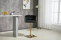 Vista 3 de Taburete de bar giratorio moderno, taburete de bar ajustable con altura de mostrador, taburetes de bar de cocina con asiento espacioso, respaldo