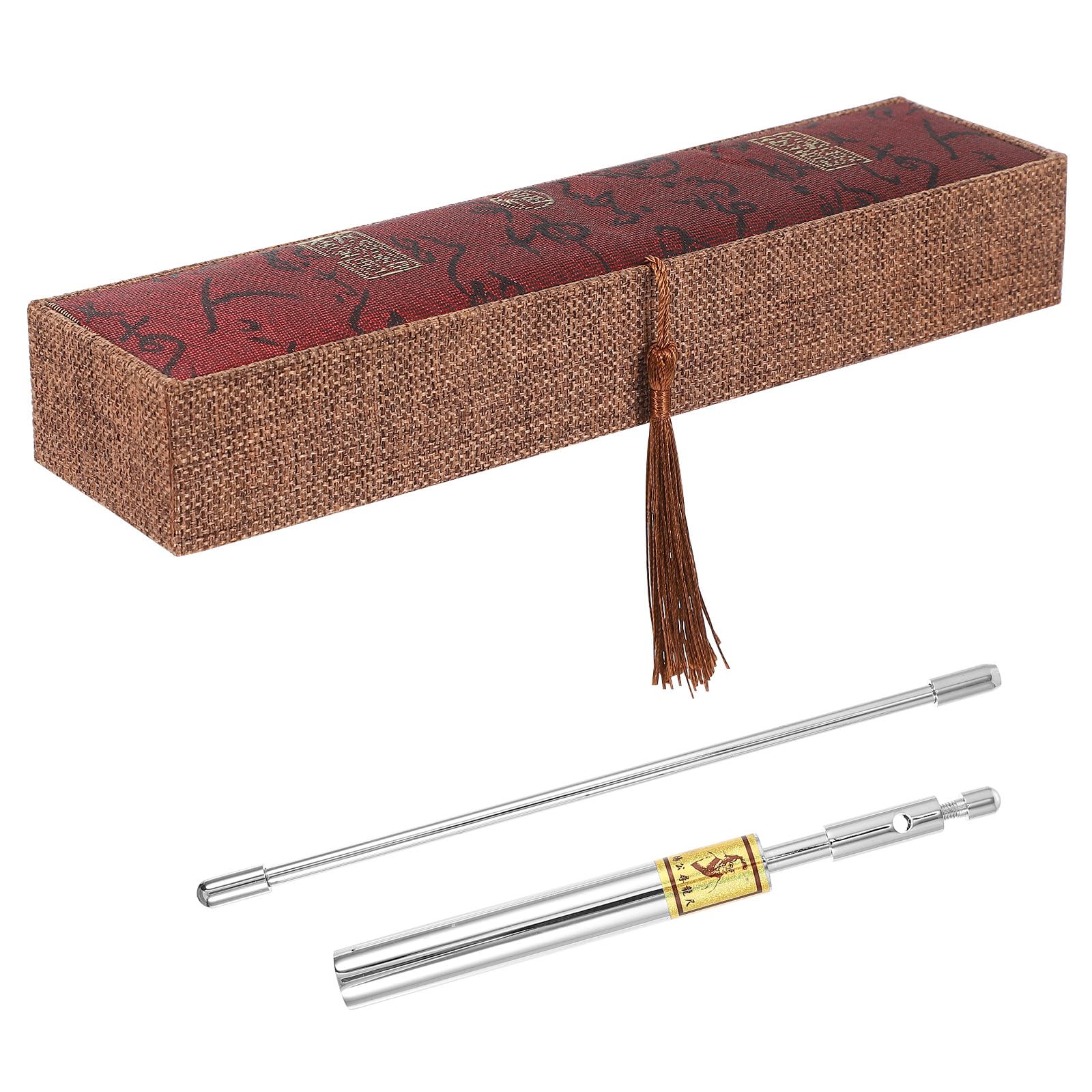 Kichvoe Baguette de Sourcier Feng Shui en Cuivre Détachable Boîte et Livre, Outil de Divination Portable Haute Sensibilité pour Détection D’eau et Radiesthésie, Accessoire Précis