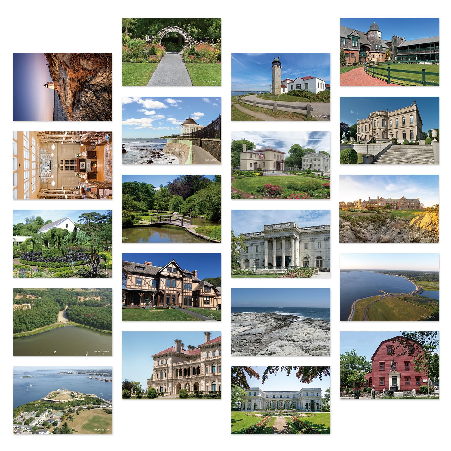 Dear Mapper Vintage United States Rhode Island Landscape Postcards Pack 20pc/Set Postcards from Around the World Greeting Cards for Business World