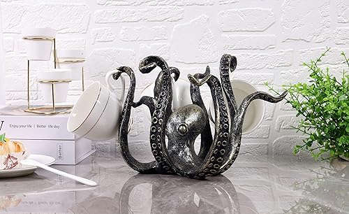 Miniatura 8 de Estatua de pulpo, soporte para taza de café, soporte para tazas de té, almacenamiento de resina, estatua de pulpo, escritorio, entrada, dormitorio,