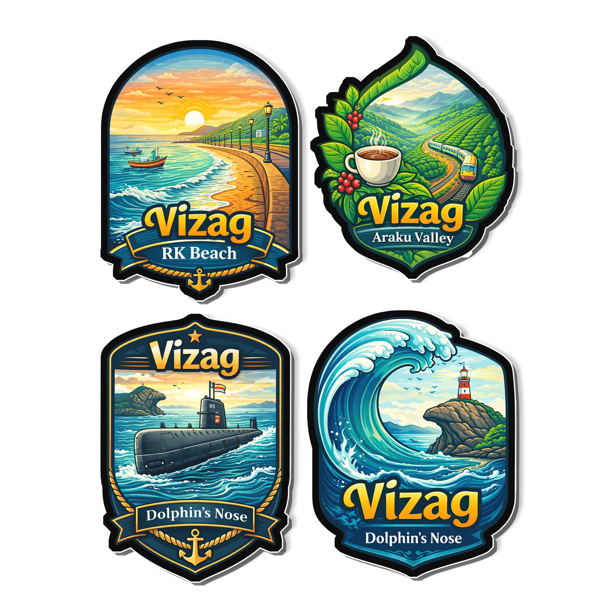 Regalo Casila Vizag Fridge Magnet 4 Pc Set RK Beach Araku Valley Dolphins Nose Tourism Souvenir Decorative Refrigerator Magnets Travel Gift Collectible Visakhapatnam Keepsake-picture-12