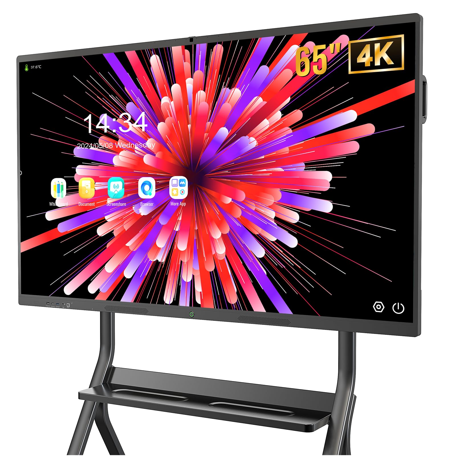 65 Pulgadas Smartboard 4K Pizarra Digital Interactiva, UHD Pantalla Táctil Whiteboard con Cámara y Micrófono, 8GB+128GB, Soperta WiFi/Bluetooth/HDMI/USB, para Aula, Hogar, Oficina y Enseñanza