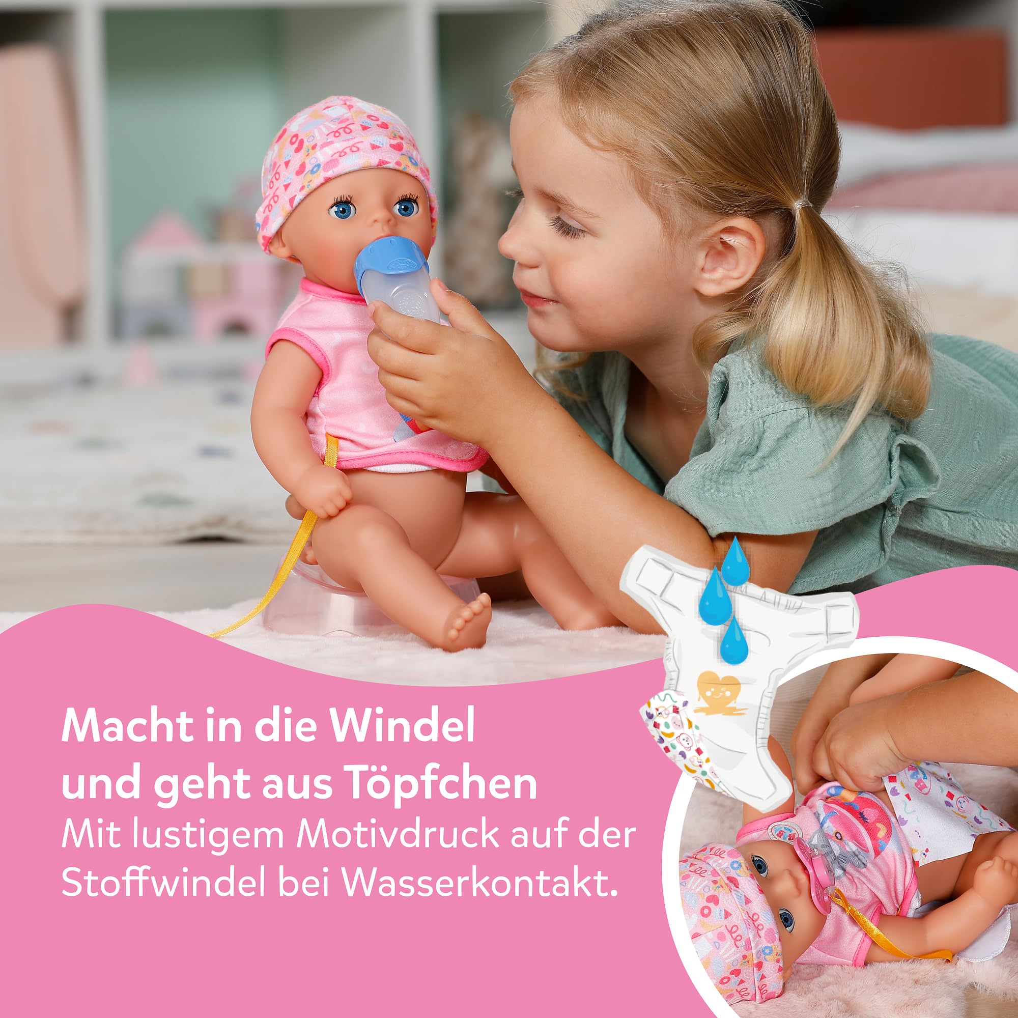 BABY Born Lena Pink, 36 cm große Puppe mit 7 Funktionen für Kinder ab 1 Jahr