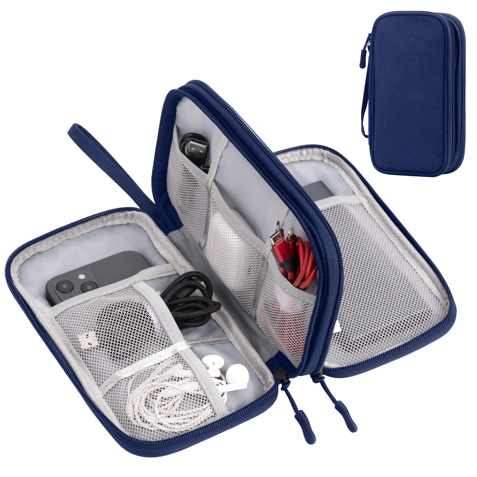 Arae Elektronik Zubehör Organizer, Kabeltasche Travel Essentials, Doppelschicht Reise Kabel Tasche, Electronic Accessories für Ladegerät, USB, SD Karten